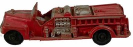 Vintage 1950s Auburn Pumper Red Fire Truck 7.25&quot; Rubber Toy Vehicle Made In Usa - £10.61 GBP