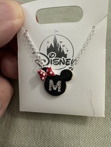 Disney Parks Minnie Mouse Icon Letter M Silver Color Necklace Child Size NEW image 3