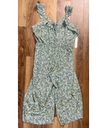 Luxololgy Women’s Size XL Sage Cream Floral Elastic Waist Pants Romper NWT - £18.92 GBP