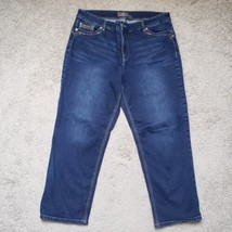 So Lifting By Chico&#39;s Women&#39;s Size 2.5 Crop Embellished Blue Denim Jeans - $22.50