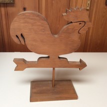 Wood Folk Art Chicken Hen Rooster Weather Vane Collapsible with Stand - $15.00