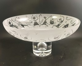 Leandra Drumm Signed Etched Frosted Art Glass Wedding Bowl, OBO - $2,554.16 MXN