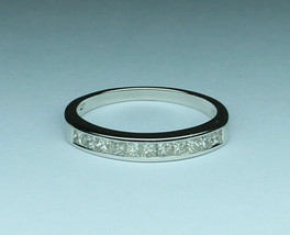 Anniversary Band 1.10Ct Princess Cut Diamond 14k White Gold Finish Ring Size 5.5 - £104.88 GBP