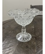 Fenton Art Glass Crystal Fine Cut &amp; Block Comport New Small Logo - $552.33 MXN