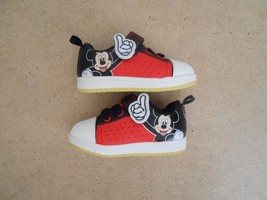 Mickey Mouse Red and Black, Low Top Toddler Shoes Size 5 With Adjustable Strap - $9.27