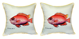 Pair of Betsy Drake Pink Pig Small Indoor Outdoor Pillows - £54.11 GBP