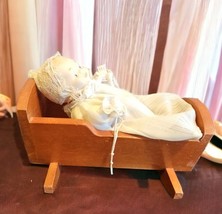 Vintage Porcelain Bisque Newborn Baby Doll in an Original Shackman Cradle - $847.29 MXN