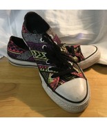 Converse All Stars low top patterned leather accent sneakers wms 8 Men’s 6 - $23.36