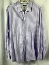 Mens XXL Alfani Platinum purple lavender herringbone striped dress shirt... - $8.90