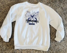 Shein Butterflies Inspire White Fleece Sweatshirt Adult Size Large - $14.85
