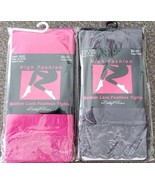 Two (2) Cathy Rose ~ Bottom Lace/Footless Tights ~ 1-Pink ~ 1-Gray ~ One... - $14.96