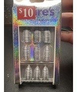 24pc Claire’s Fake False Glue On Black White Fishnet Matte Medium Almond... - $91.80 MXN