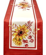 Joy of Harvest Thanksgiving Table Runner Pumpkin and Sunflower Print 14 ... - $14.99