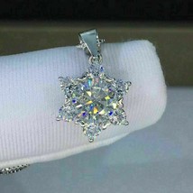2.10Ct Simulé Diamant Étoile Fleur Solitaire Collier Argent Sterling - £161.74 GBP