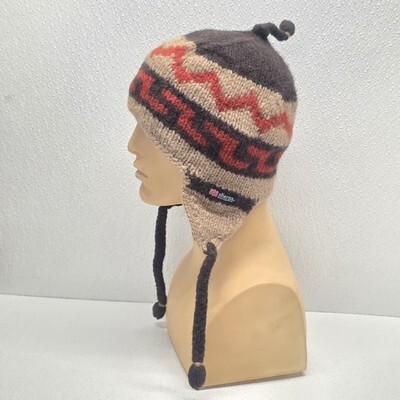 Sherpa Adventure Gear Wool Brown Red Winter Hat Beanie Tassles Ear Flaps... - $19.70
