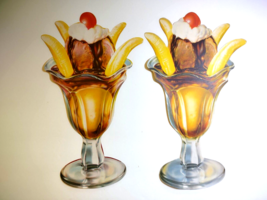 2 Banana Split Ice Cream Dessert Diecuts Paper Signs 1950s Vintage Pop Shop - £8.22 GBP