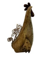 Wooden Rooster Décor With Rustic Twine Accents 12&quot; Sculpture Kitchen Far... - $18.69