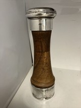 Sterling Silver/Wood MCM Pepper Grinder Mill &amp;Salt Shaker ALL IN ONE 7” ... - $69.25