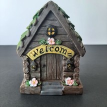 Fairy Garden Forest Figurine Welcome Rustic Fairy Cottage Log Home Decor 4&quot; - £4.69 GBP
