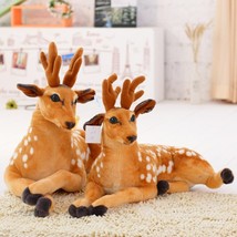 Lying Sika Deer Plush Toys Stuffed Soft Wild Animals Simulation Cute Deer Doll C - £12.46 GBP