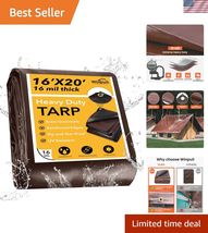 Tarp 16x20FT, 16 Mil Heavy Duty Large Tarps, Waterproof Tarp with Brass ... - $123.27