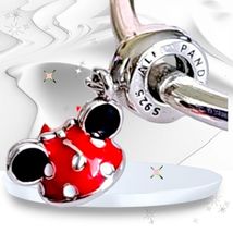 New Disney Parks Pandora Red Dot Minnie Mouse Ear Hat Charm US seller - $1,216.55 MXN