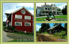 Wilton CT Danbury Norwalk Railroad Train Station Hopkins Vineyard Vtg Postcard - £5.31 GBP