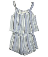 Cloth &amp; Stone Womens Blue White Striped Shirred Waist Top Shorts Sets Si... - £29.58 GBP