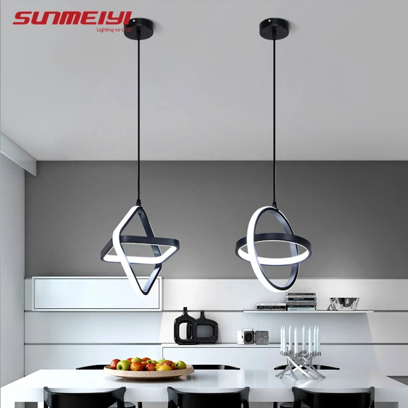 Led pendant lamp black white hanging lamp pendant lights for living room kitchen dining thumb200