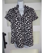 New York &amp; Company Button Down Butterfly Ruffled V-Neck Blouse Size M Wo... - $21.85