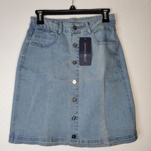NWT Anna-Kaci Light Blue Chambray/Denim Button front skirt size Small - $20.16