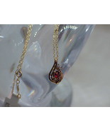 14k Garnet Oval Diamond Pendant Drop Necklace J4105 KS 18&quot; 1.9 Gram New Tag - €227,98 EUR