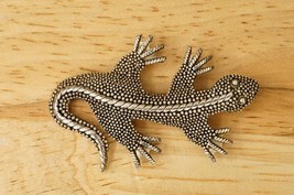 Vintage Fine Estate Jewelry Nubby Lizard Reptile Sterling Silver Brooch Pin - £27.86 GBP