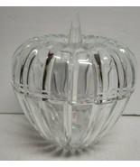 6&quot; Lead Crystal Clear Apple Shape Lidded Candy Trinket Nut Dish Beveled - £12.10 GBP