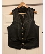 Just Leather San Jose Heavy Black Motorcycle Vest Buffalo Nickel Snaps S... - $76.44