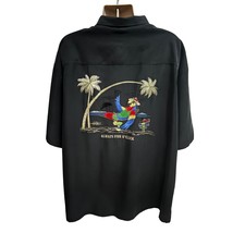 Bamboo Cay Mens Vintage Black Embroider Button Up Camp Shirt 4XL Pocket Parrot - £79.12 GBP