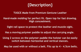 Fits CZ 75 Com P01/P06 3.8”BBL Custom Leather Paddle Holster Open Top #1011# RH image 4