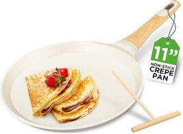 NutriChef 11” Non-Stick Crepe Pan with Wooden Spreader - White (Open Box) - $263.00 MXN