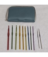 Vintage 9 pc Set Boye Aluminum Crochet Hooks &amp; Case USA + 2 VTG Steel Hooks - $28.71