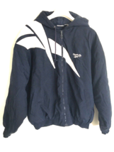 Vtg 90s Reebok Blue &amp; White Full Zip Track Jacket Windbreaker Insulated ... - £44.07 GBP