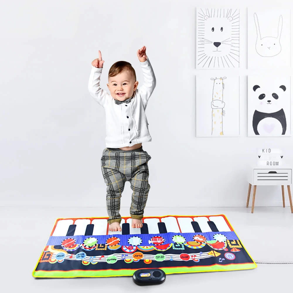 Ize musical mat piano mat for kids toddlers keyboard with 8 instrument sounds 17 scales thumb200