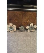 Rustic Floral Wood / Metal Art Set Of 3 - £41.44 GBP