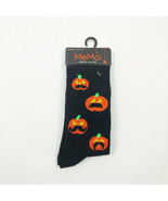 NWT MeMoi Halloween Black Crew Socks with Mustache Pumpkins US 9-11 - £6.65 GBP