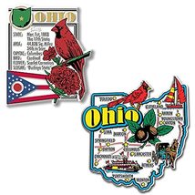 Ohio Jumbo Map &amp; State Montage Magnet Set by Classic Magnets, 2-Piece Se... - £11.08 GBP
