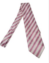 Aundrea Volari Mens All Silk Stripes Tie Vintage Pink Cream Business Easter - £7.63 GBP
