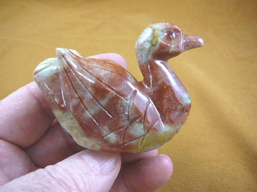 Primary image for (y-duc-402) red tan duckling Duck carving stone gemstone SOAPSTONE PERU ducks