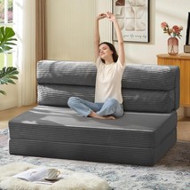 JUIKURY Folding Sofa Bed, Convertible Sleeper Chair with Pillow Grey Full - $94.99