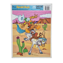 VINTAGE DISNEY GOLDEN FRAME TRAY PUZZLE DONALD DUCK COWBOY ON HORSE 12 P... - $7.60