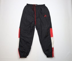 Vintage 90s Mitre Soccer Mens Large Spell Out Lined Nylon Joggers Pants Black - £35.57 GBP