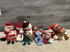 NWT Lot of 24 Christmas Beanie Babies & Beanie Buddies VTG Santa Holiday Plush - $69.99